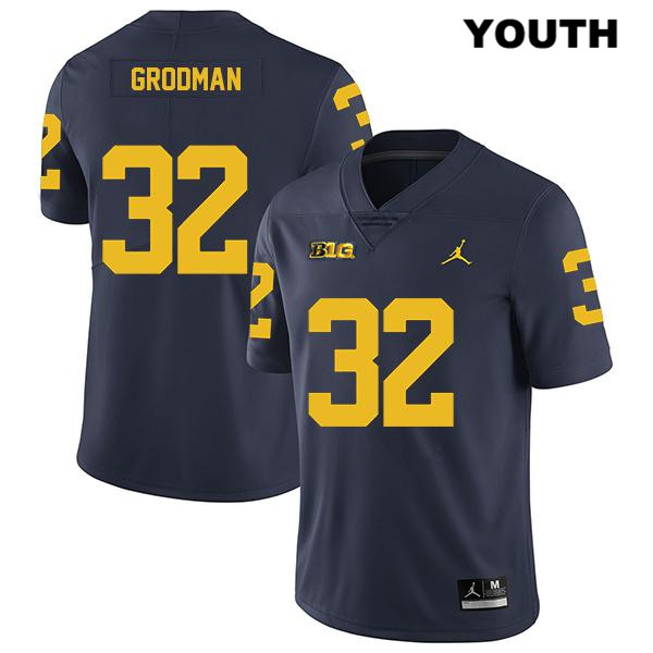 Youth NCAA Michigan Wolverines Louis Grodman #32 Navy Jordan Brand Authentic Stitched Legend Football College Jersey QI25H62HK